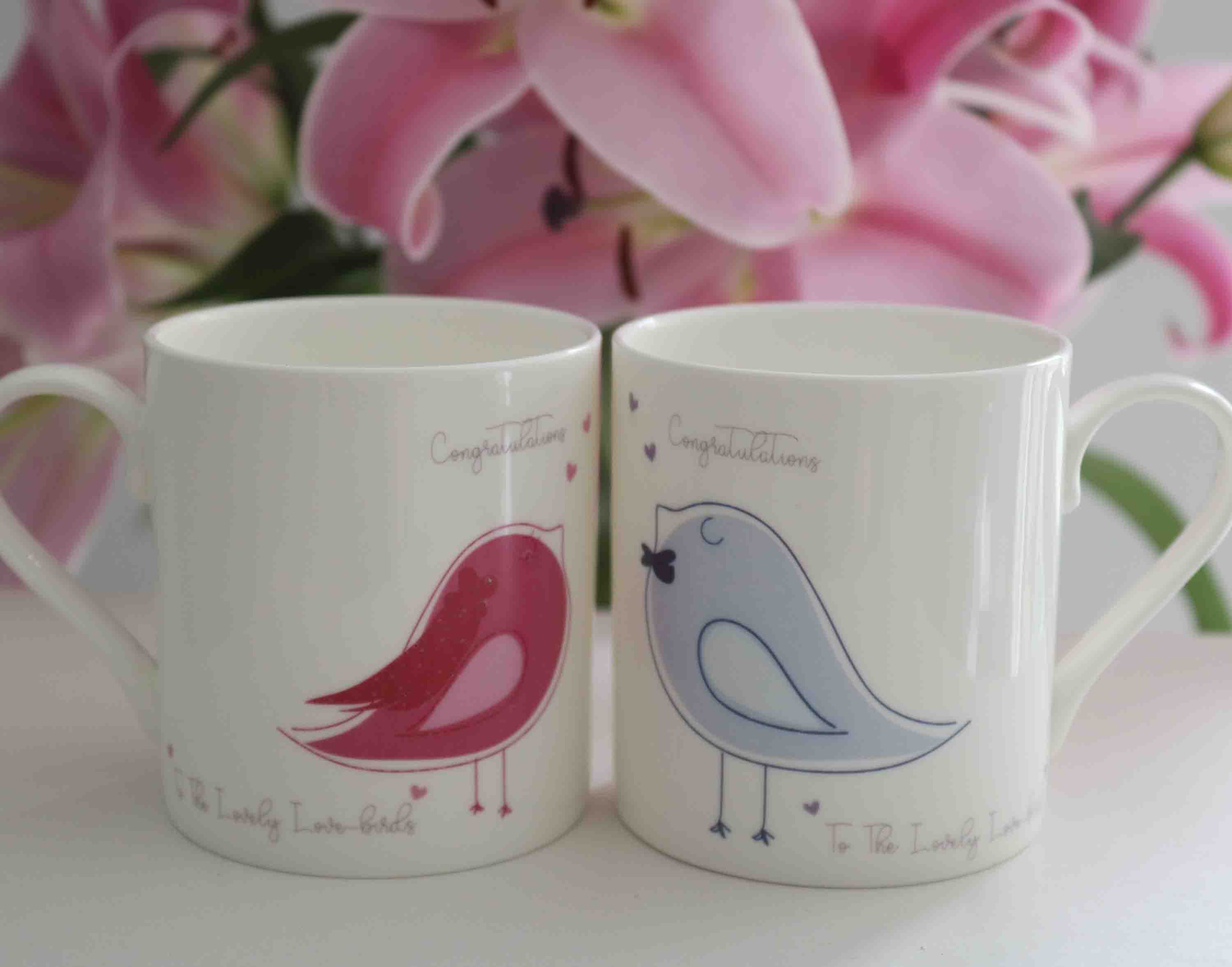 Engagement Love Birds Mug Set